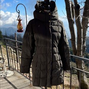 COLE HAAN Quilted Puffer, Double-zipper Coat/Parka Mud Green SP